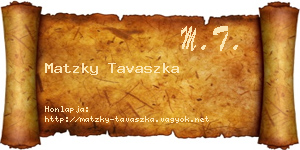 Matzky Tavaszka névjegykártya